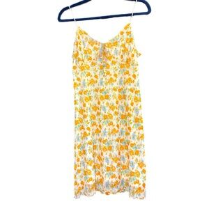 No comment stretchy orange & white spaghetti strap empire waist line minidress